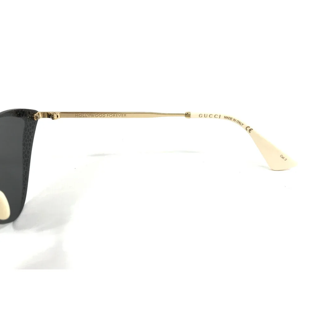 Gucci Sunglasses GG0898S 001 Gold Cat Eye Crystal Frames with Gray Lenses